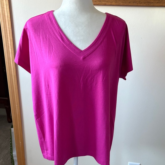 J. Jill Tops - J. Jill Fuchsia V-Neck Short Sleeve Tee